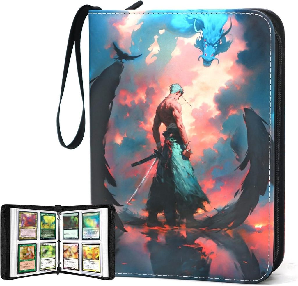 400 Pockets Zoro Card Binder for One Piece Zoro Cards,Portable Waterproof Card Storage Book with Removable Sleeves, Sammelkarten album
