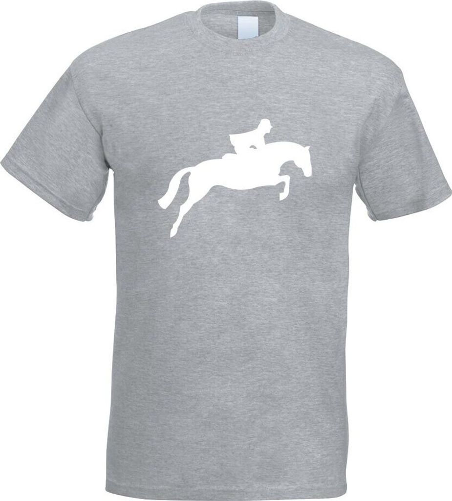 Kiwistar - T-Shirt - Graumeliert - Springreiten - Jumping - Springen Motiv Bedruckt Funshirt Design Print - mit Motiv Bedruckt - Funshirt Design - ...