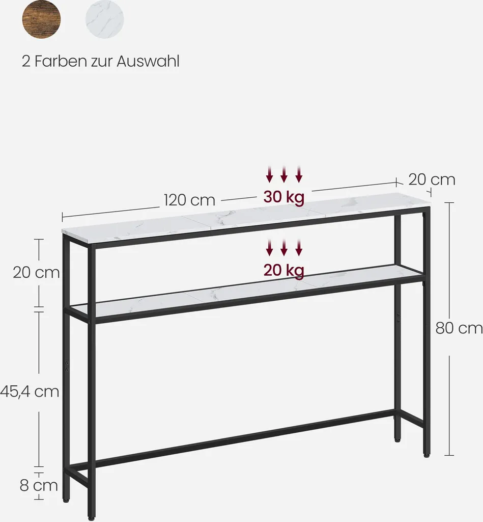 Console étroite de 120 cm avec étagère et structure métallique robuste - 5