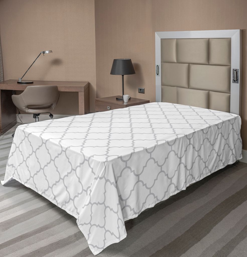 ABAKUHAUS Grau Bettlaken, Einfache Einfarbige Muster Geometrische Formen Auf Normalem Hintergrund Moderne Figuren, weiches bequemes oberes Bettlake...
