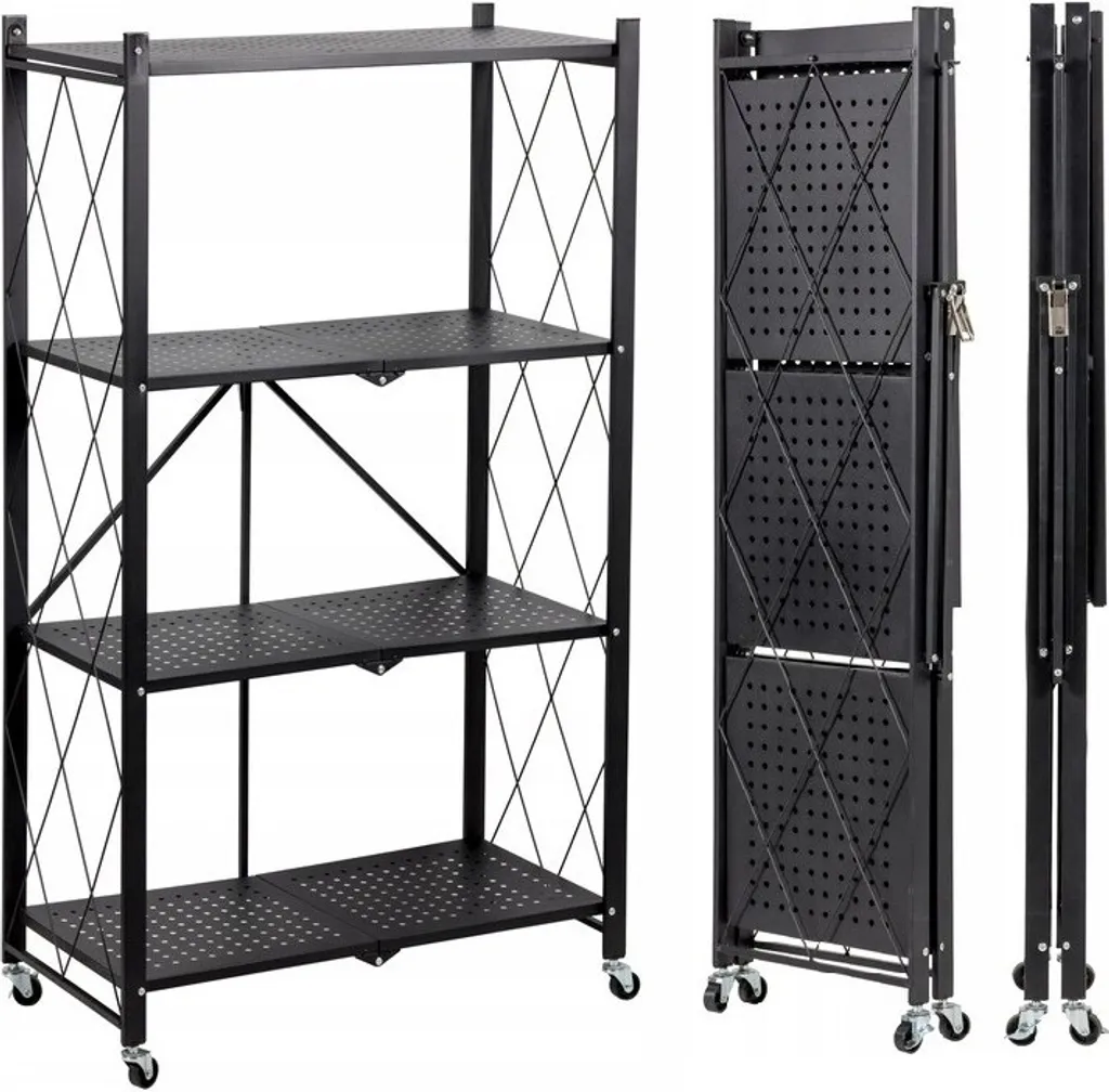 Étagère de rangement pliable ALAR 2 noire - Organisation cuisine et salon
