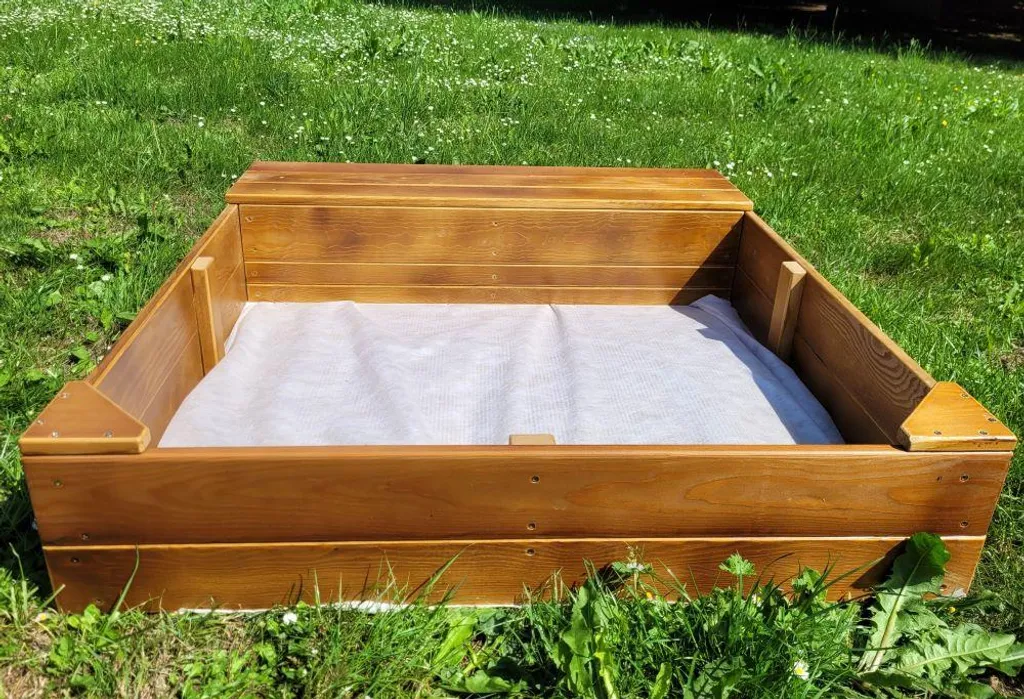 Bac à sable bois avec compartiment de rangement marron anti-UV