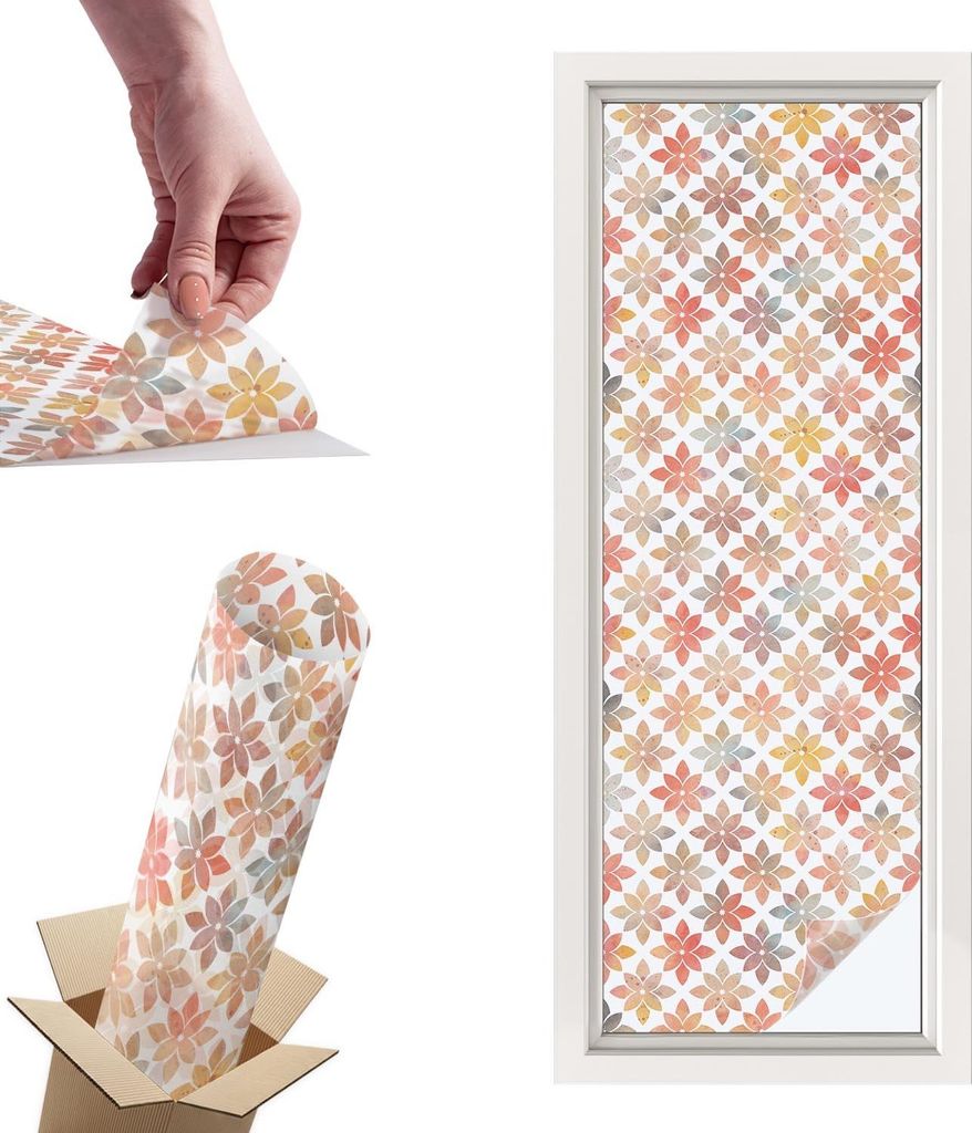 Buntglasfolie für Fenster – 146x50 cm – Stained-Glass-Fensterfolie, dekorativ & blickdicht – Selbstklebende Glasdekorfolie im Buntglas-Desig...
