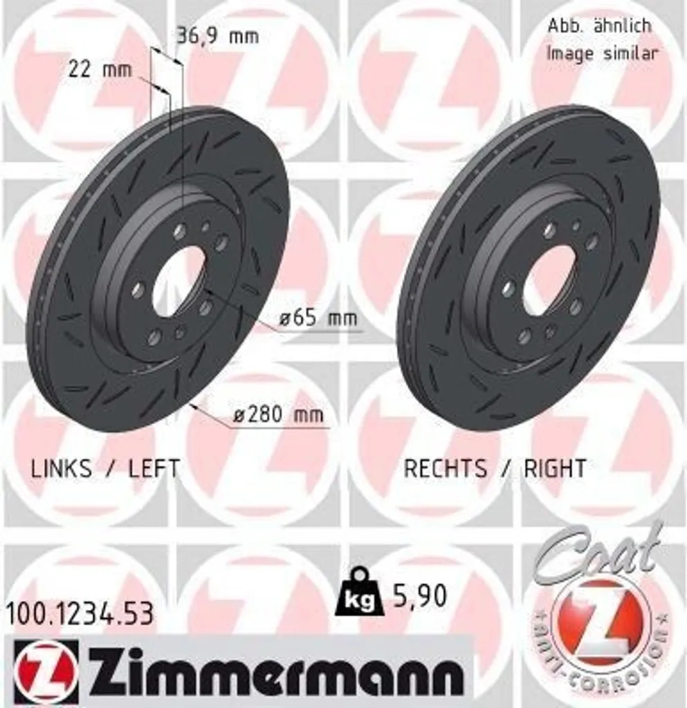 Disque de frein anti-vibration Zimmermann pour Audi A3 et Seat Leon