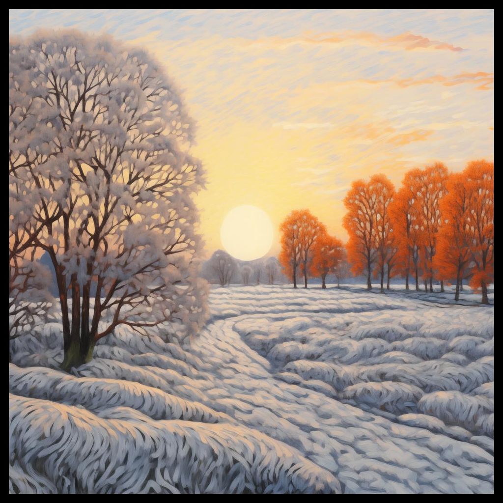 Plakat 80x80cm Winter in Feuerschattierungen
