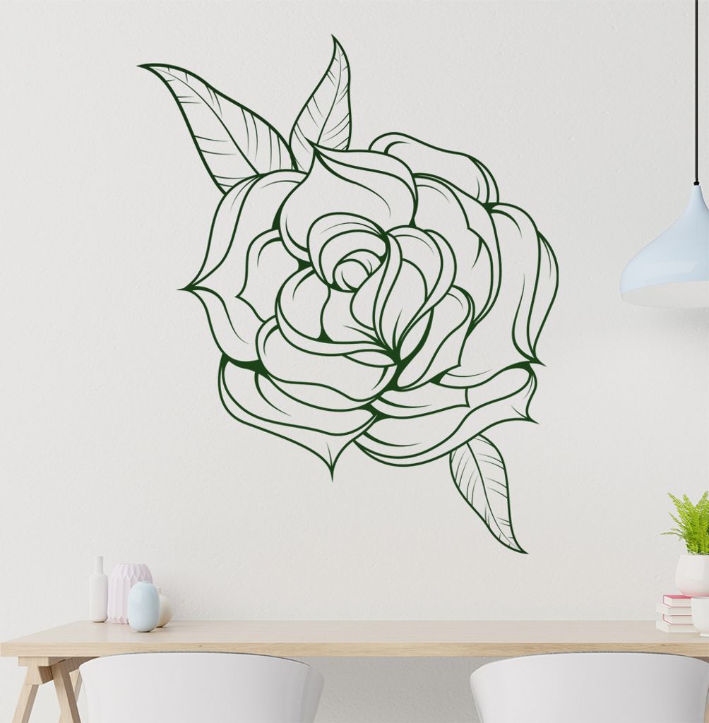 KIWISTAR Feine Rose Flower Liebe Wandtattoo in 6 Größen - Wandaufkleber Wall Sticker - Dekoration, Küche, Wohnzimmer, Schlafzimmer, Badezimmer