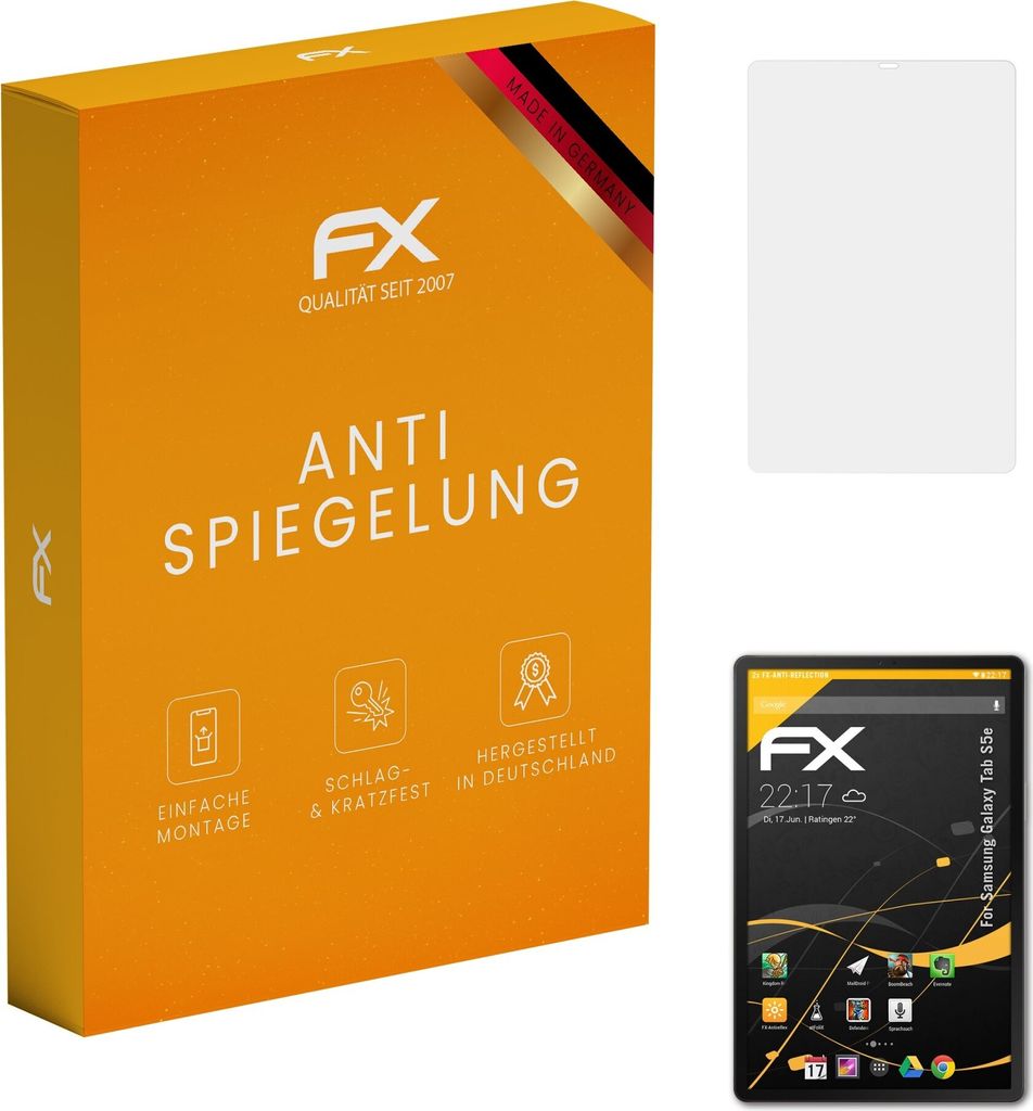 atFoliX FX-Antireflex 2x Schutzfolie kompatibel mit Samsung Galaxy Tab S5e Displayfolie