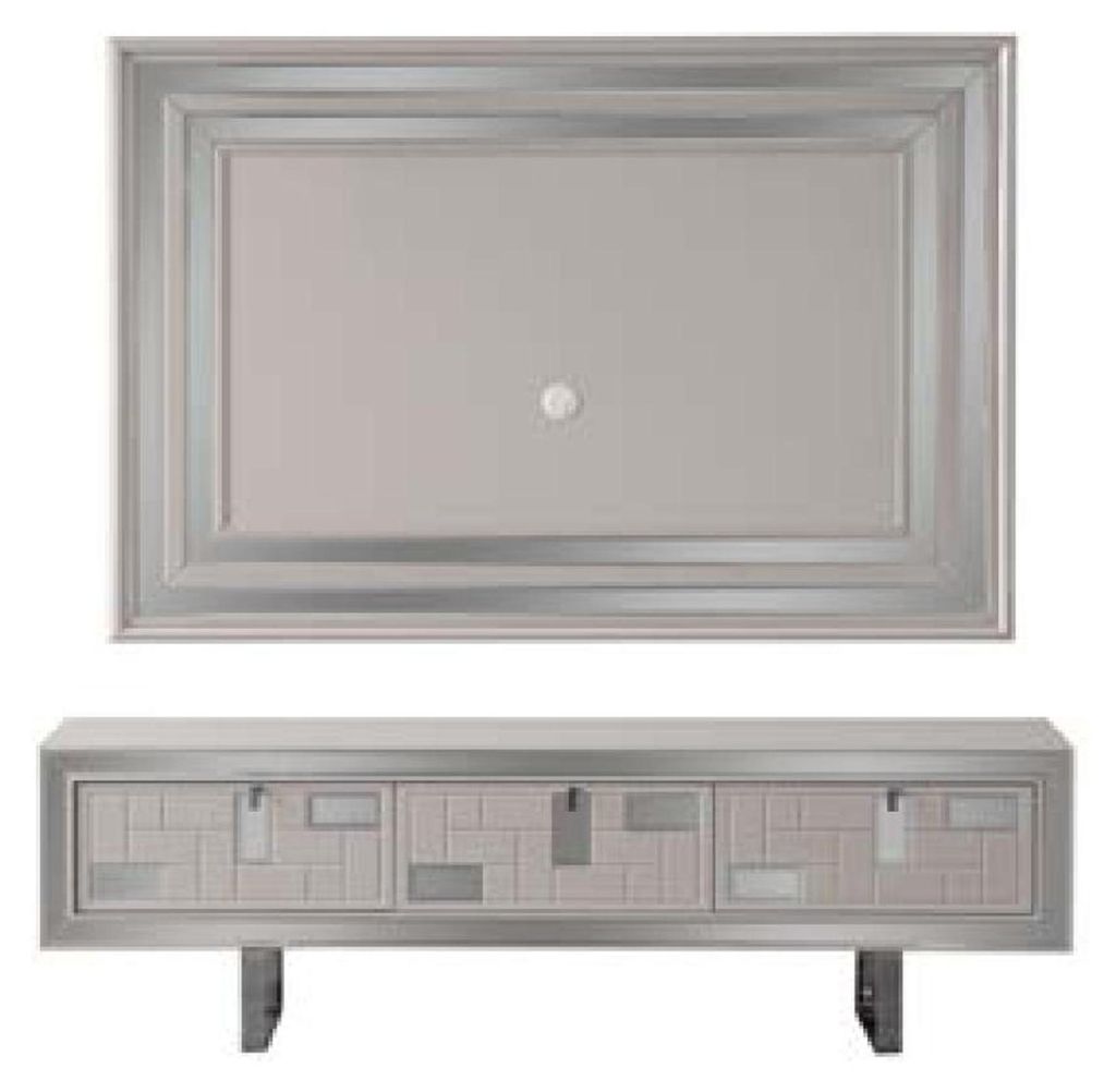 Wohnwand Sideboard TV Ständer Wandpanel Weiß RTV Lowboard Moderne