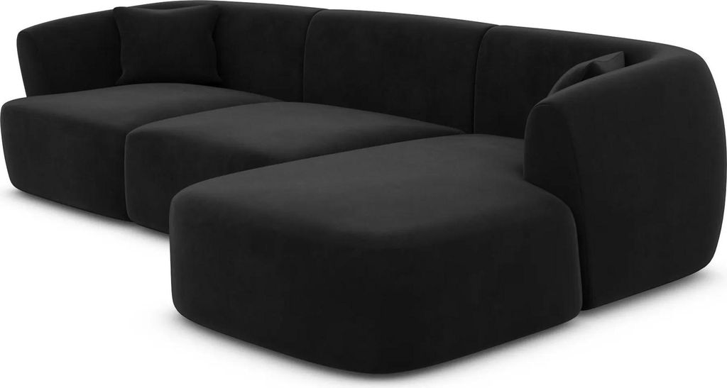 Samtstoff L-Form Sofa Elvira Schwarz Rechts