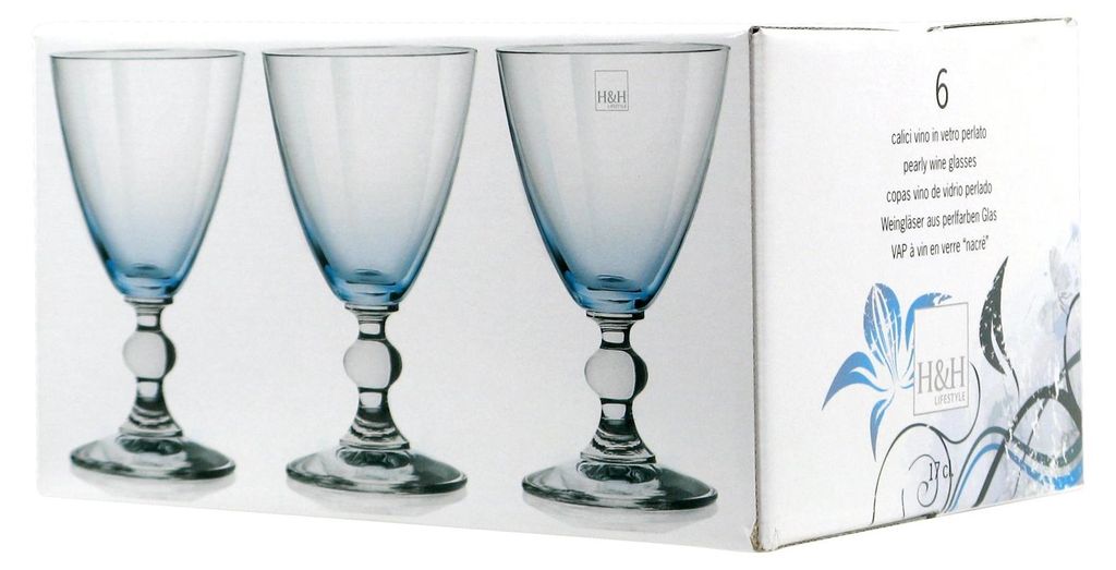 H&H Set mit 6 Splendor Cielo-Gläsern aus Glas, Cl 17