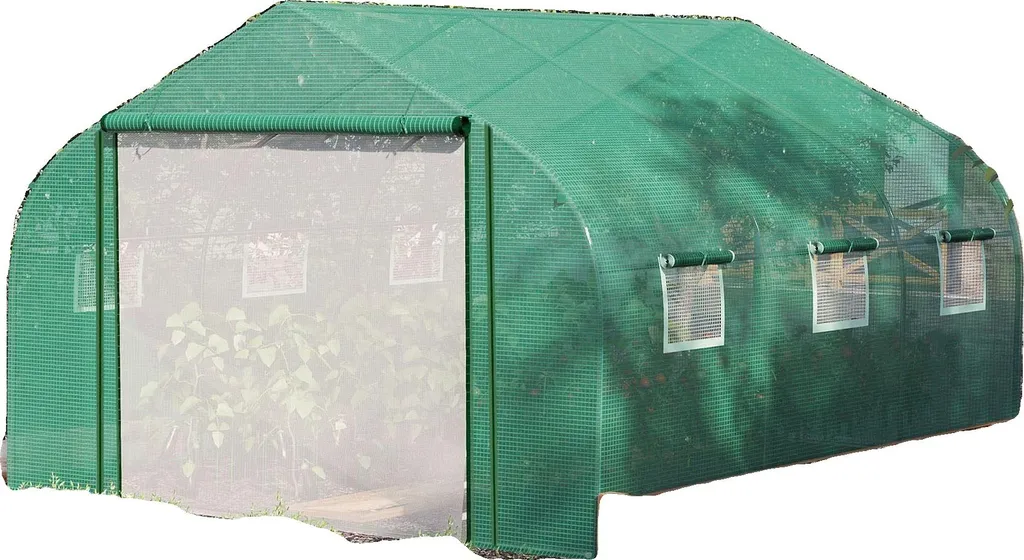 Serre de jardin tunnel étanche structure acier galvanisé de 6m2 verte