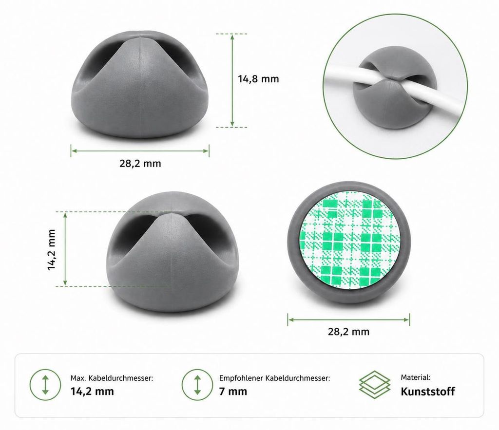 Selbstklebende Kabel-Clips Twist Lock, 10 Stück