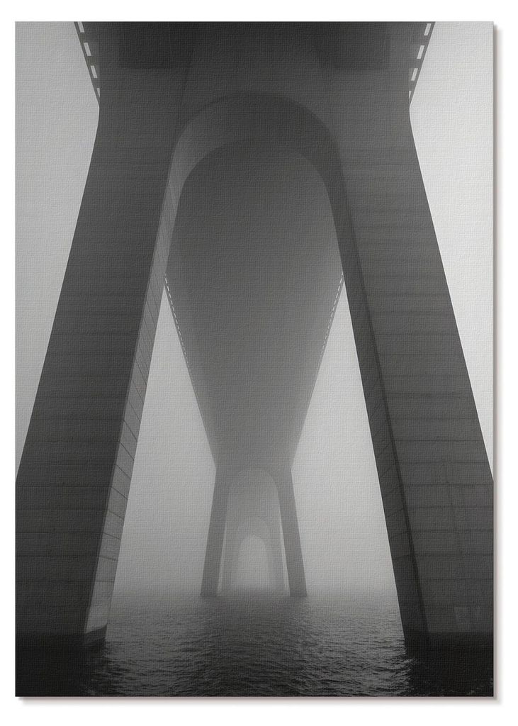 POSTER - 59x84 cm (A1) - Sample - Brückenbau im dichten Nebel nahe dem Wasser - Wandbild für Wohnzimmer Schlafzimmer & Flur, Modernes Poster Wand...