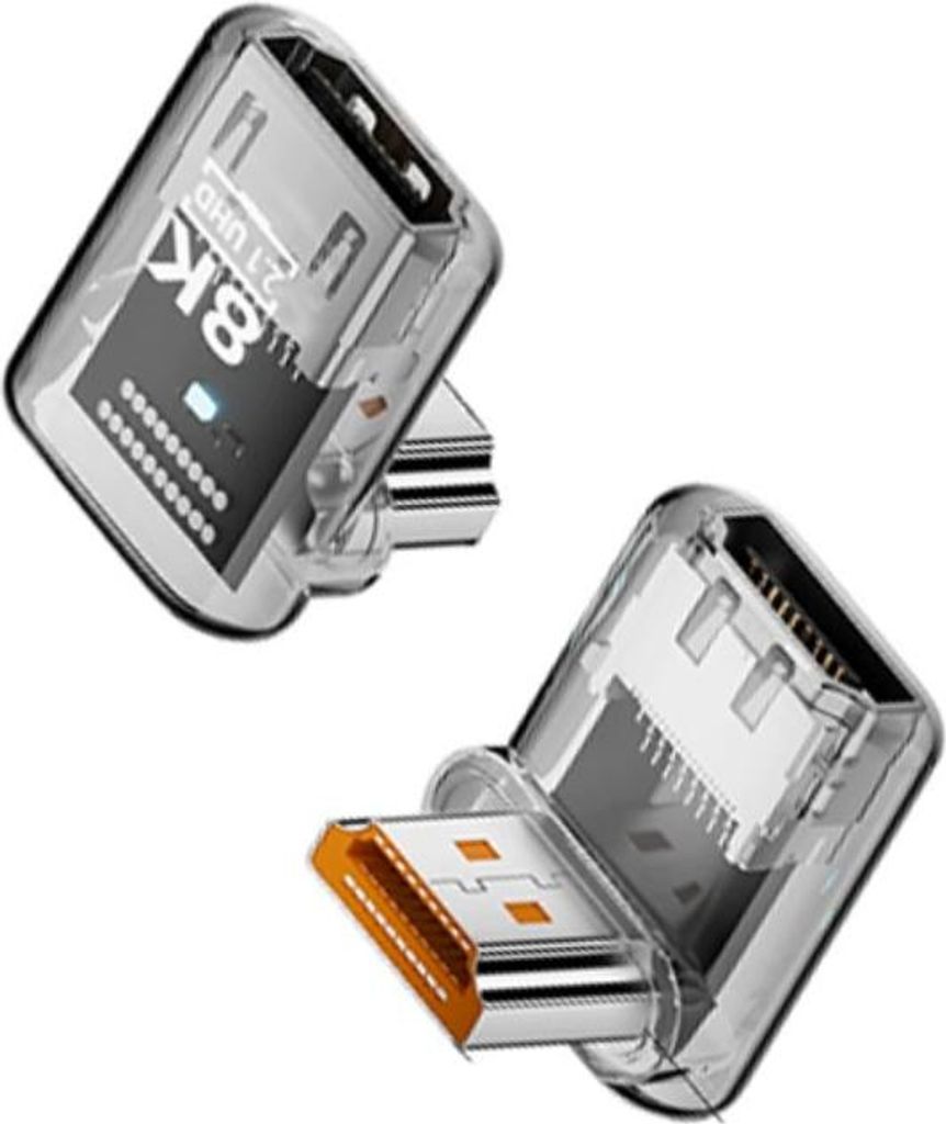 INF 8K HDMI 2.1 90 Grad Winkeladapter aus ABS für TV und PC 3 Stück Transparent