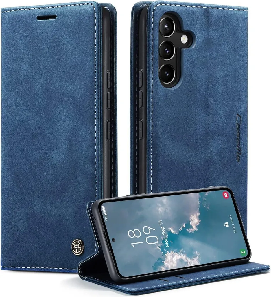 Custodia Portafoglio Morbida In Pelle PU Effetto Scamosciato Per Asus ZenFone Selfie ZD551KL – Flip Cover Magnetica Con Slot Per Carte E Supporto (Blu) - 3