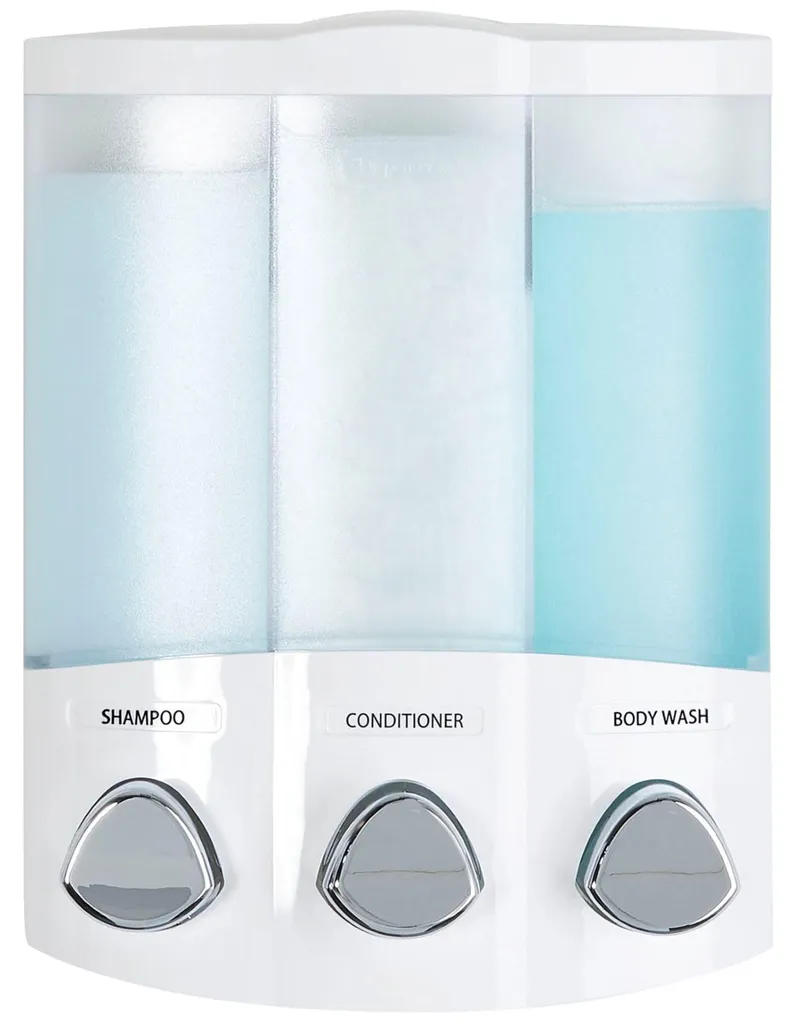 Distributeur de savon en ABS blanc et chrome à fixation murale aisée