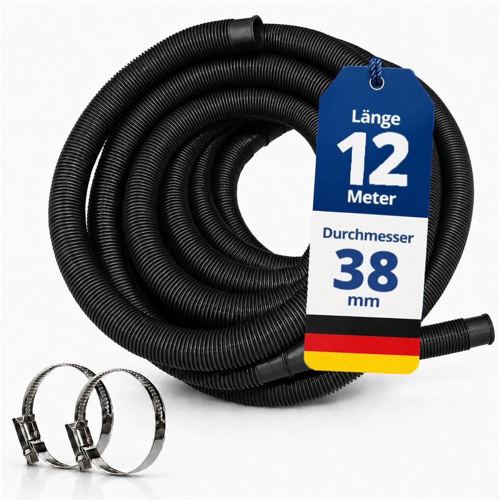 HAF Hochwertiger Pool Schwimmbadschlauch 38mm Schwarz 12 Produktbild 