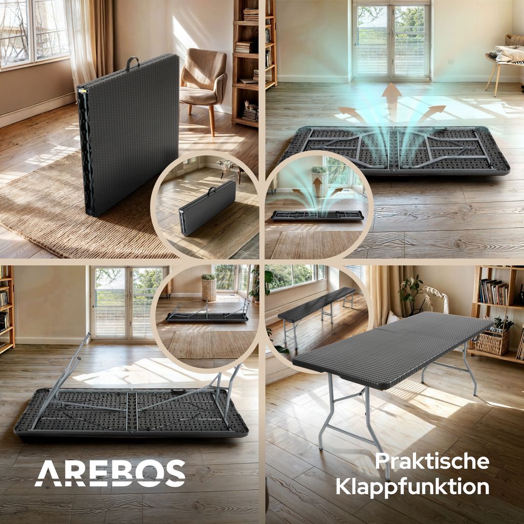 AREBOS Bierzeltgarnitur 3-teilig Set Tisch + 2 x Bank  Produktbild 8