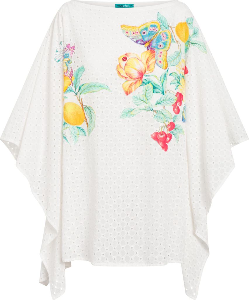 Sommerponcho Bluse Dream mit buntem Blumendruck, locker geschnitten und leicht