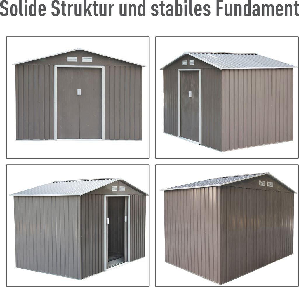 Szopa na narzędzia Outsunny Szopa ogrodowa szara 277 x 195 Zdjęcie produktu 4