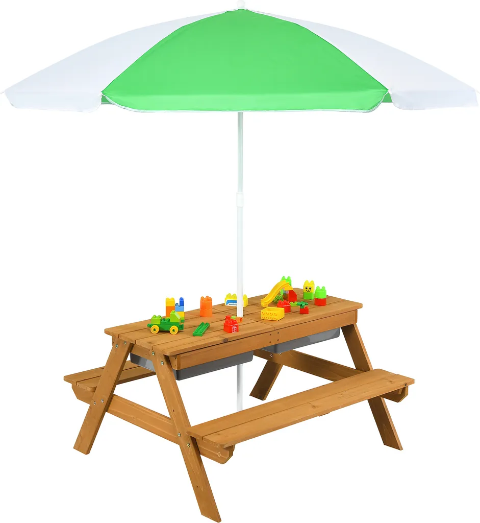 COSTWAY Tavolo Picnic per Bambini con Vasche Gioco e Parasole
