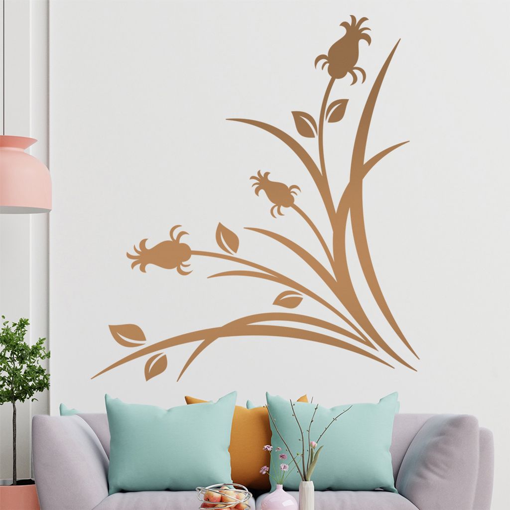 Ornamente - Blumen - Blüten Wandtattoo in 6 Größen - Wandaufkleber Wall Sticker - Dekoration, Küche, Wohnzimmer, Schlafzimmer, Badezimmer