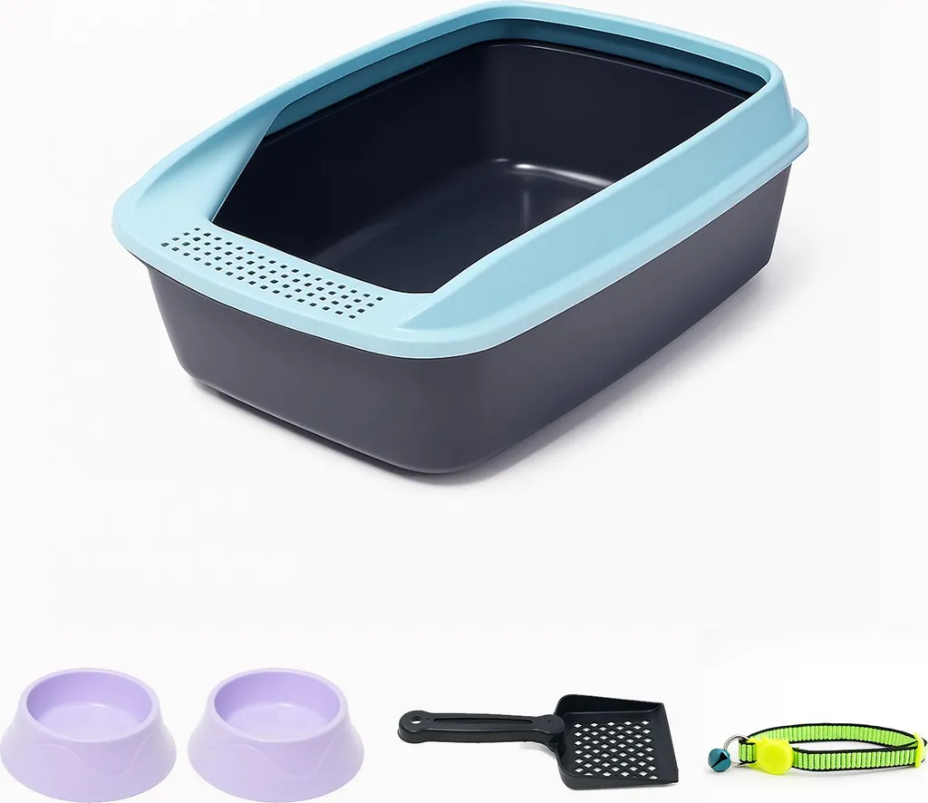 Maison de toilette ouverte pour chat avec rebord amovible et pelle mint