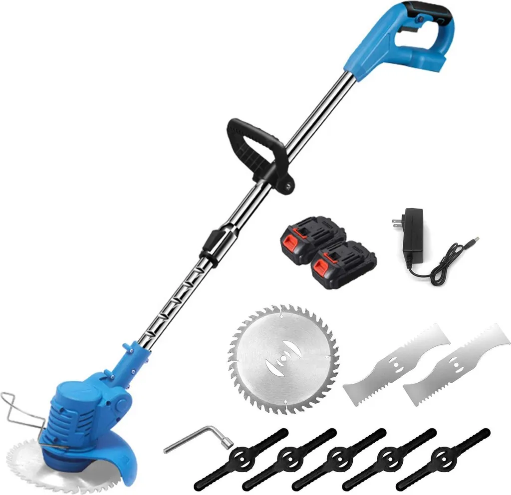 Tagliabordi - Batteria 21 V - Senza fili - Manico telescopico - Batterie 2×1500 mAh - Lama da taglio - Verde