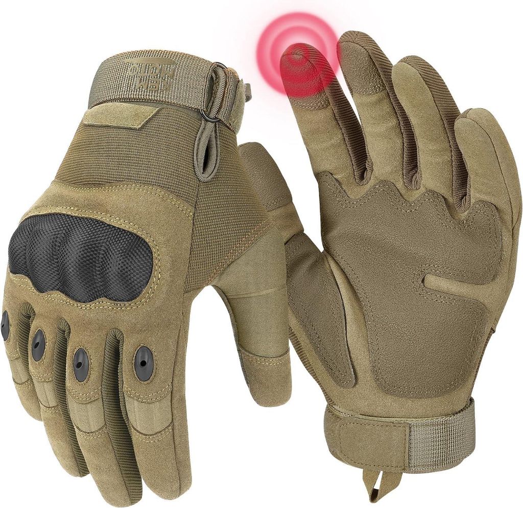 Taktische Handschuhe, Arbeitshandschuhe, Militärhandschuhe mit Knöchelschutz aus Kohlefaser, atmungsaktiv, volle Finger, für Arbeit, Wandern, Ja...