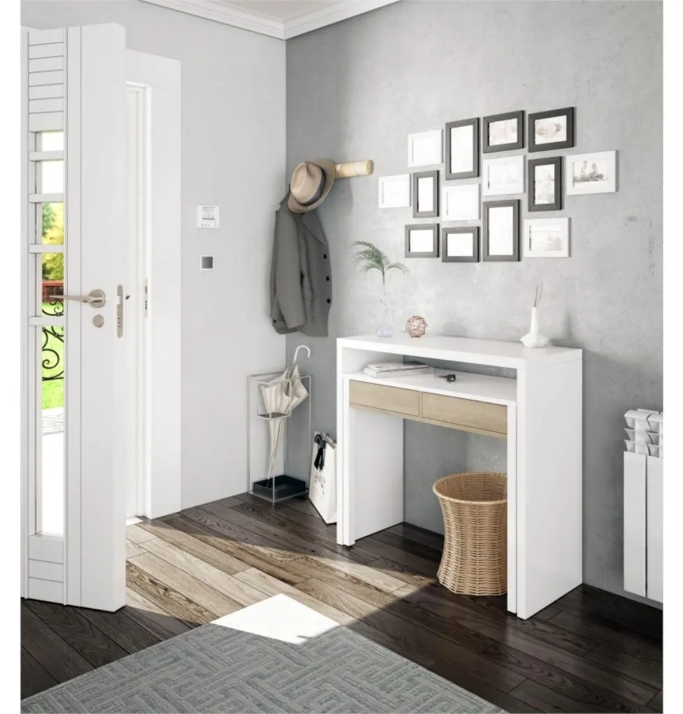 Console de bureau extensible avec tiroirs pour gain de place L100cm