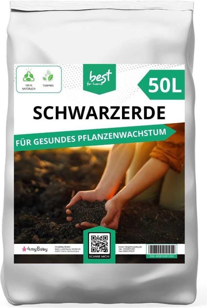 Best for Home-Schwarzerde für verbessertes Wachstum von Zimmer-und Balkonpflanzen, Gemüse, Obst und Kräutern. , ideal für Blumenbeete und Kübe...