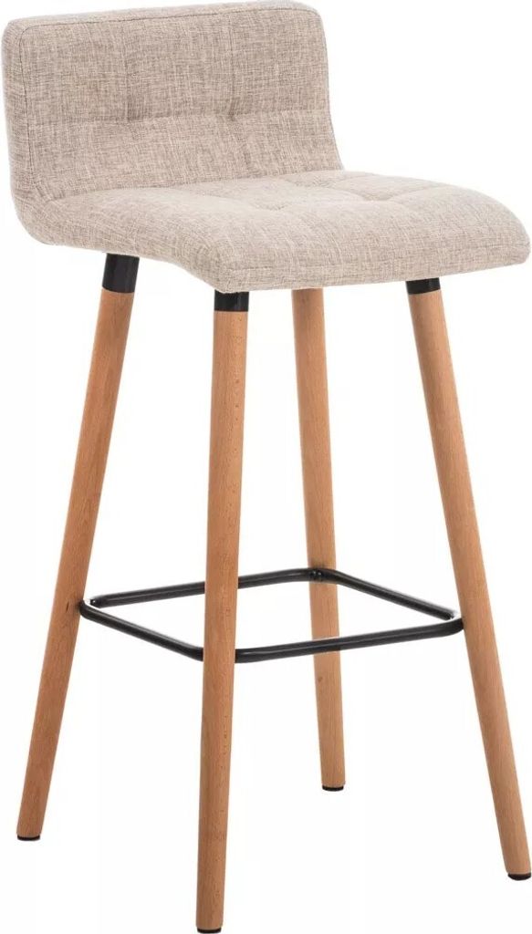 In And OutdoorMatch Luxus Barhocker Alvis - Ergonomisch - Mit Rückenlehne - 1er Set - Barstühle für Küche oder Kantine - Polyester - Creme - Si...