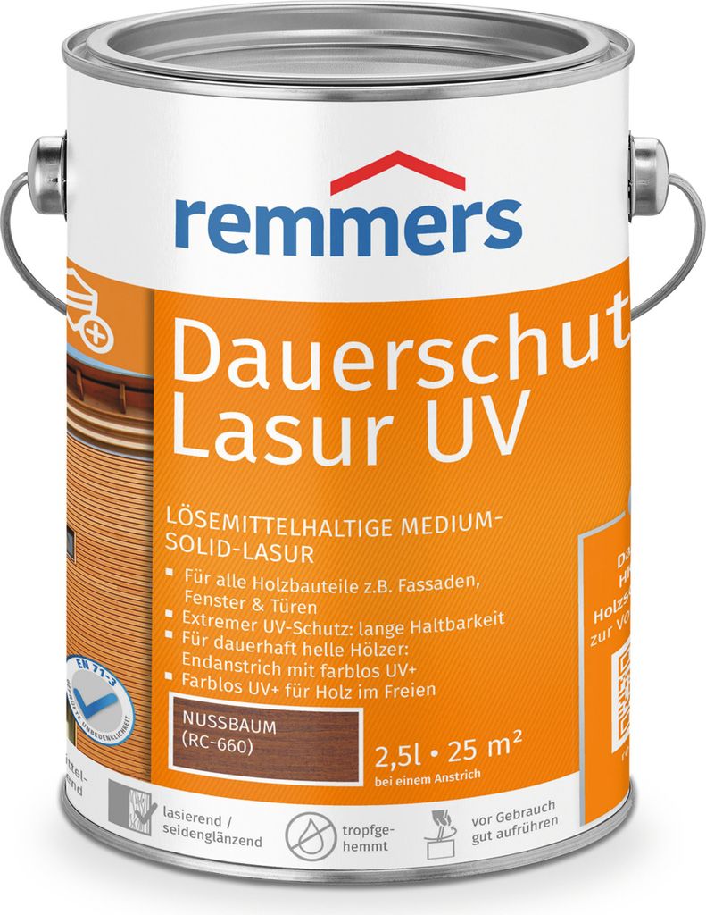 Remmers Dauerschutz-Lasur UV nussbaum (RC-660) 2,5 l, Produktbild 
