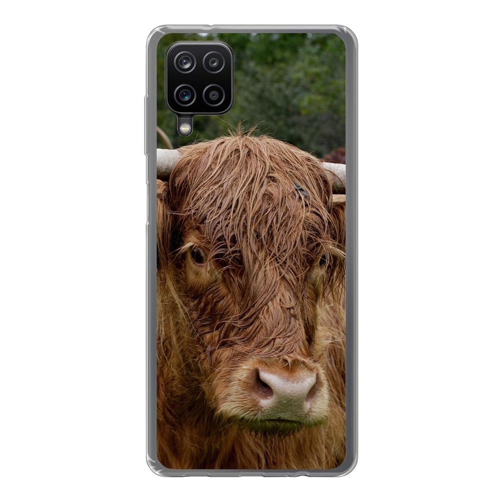 MuchoWow Handyhülle Schutzhülle Hülle für Samsung Galaxy A12 Schottische Highlander - Tiere - Gras Silikon Softcase Handy Hülle - Bild