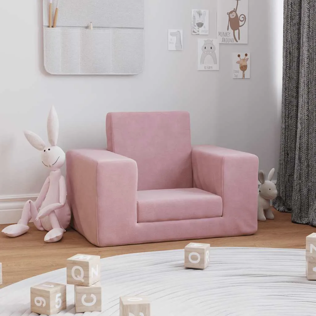 SYFAX™ Divano per Bambini Rosa in Morbido Peluche - 1