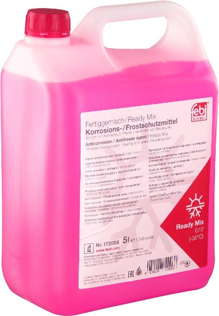 FEBI BILSTEIN Kühlmittel Kühlerfrostschutz 5L Rot -35°C Antifreeze Fertigmischung G12