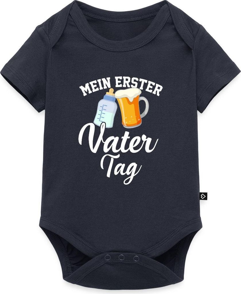 Spreadshirt Mein Erster Vatertag / Bester Papa Kurzarm Tages Baby Body, 62 (2-3 M.), Navy