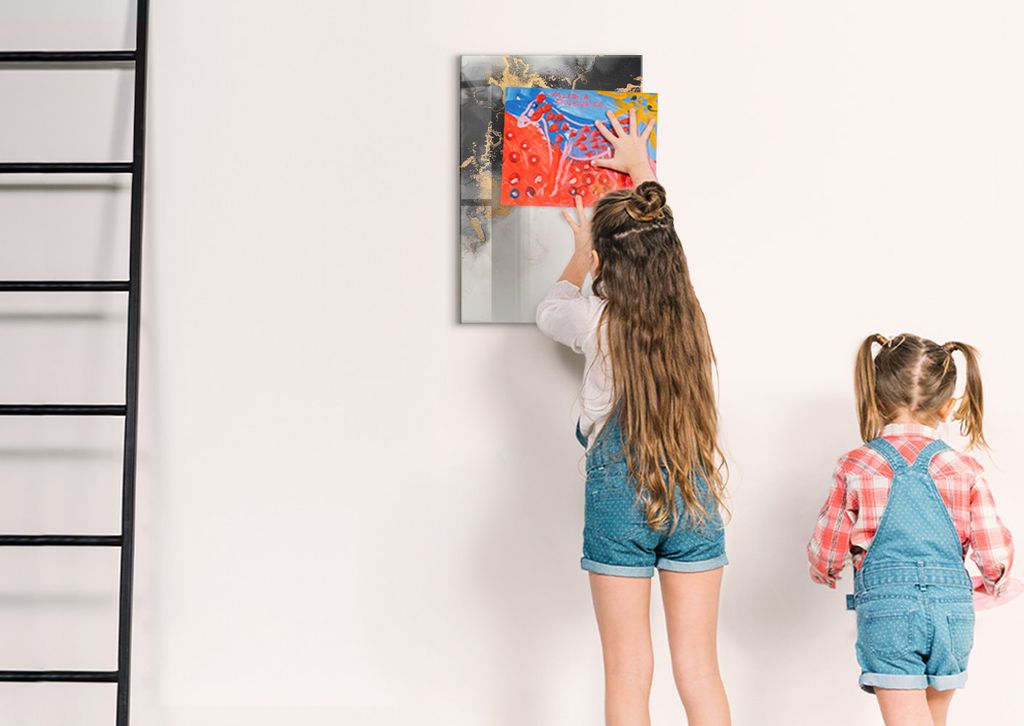 Magnetische Wandtafel - Schwarzer Marker + Schwamm + Magnete - 40 x 60 cm - Marmorabstraktion