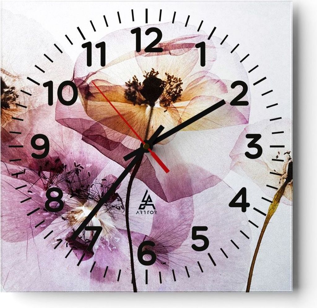 Wanduhr - Quadrat - Glasuhr - blume sommer natur - 40x40cm Produktbild 