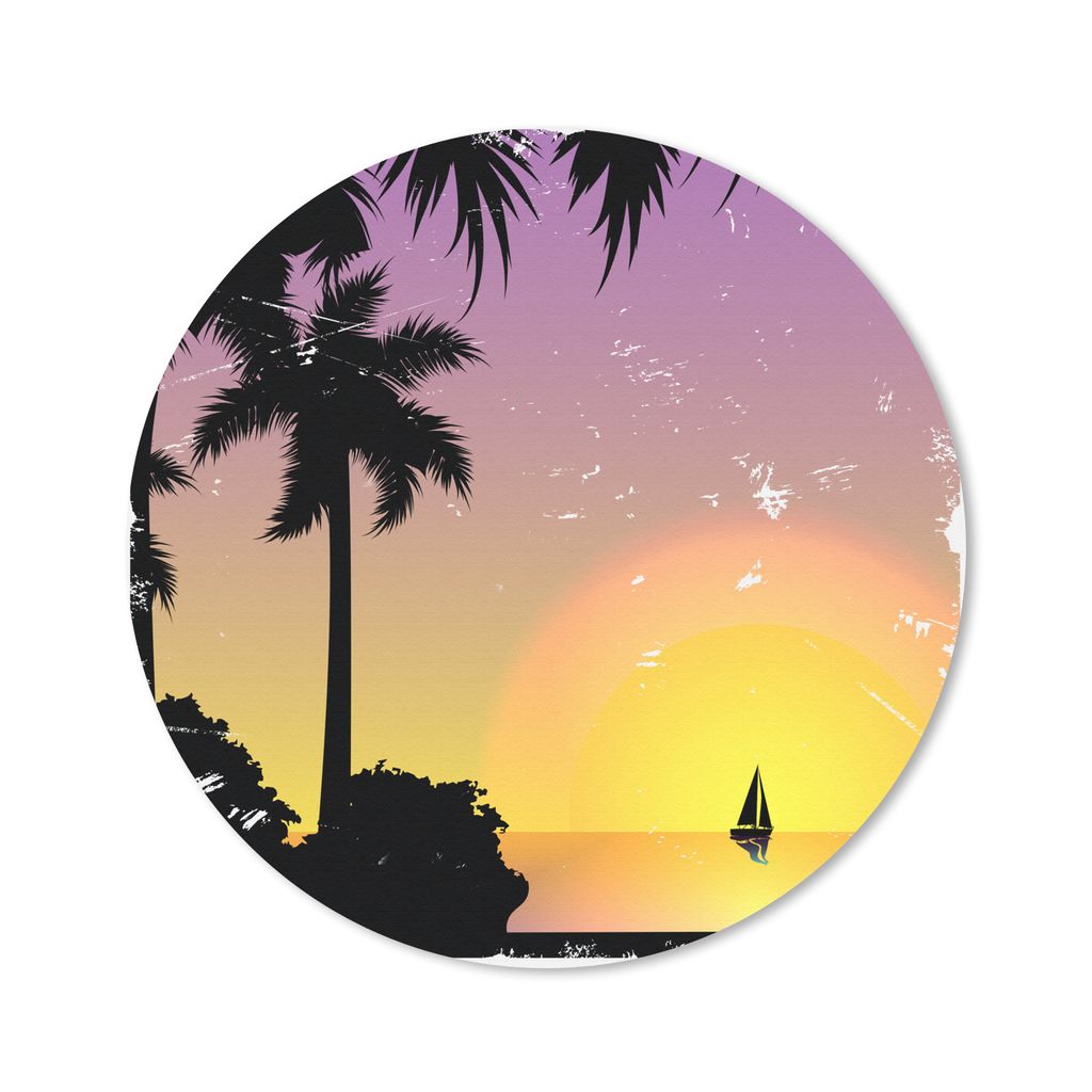 MuchoWow Mauspad Mousepad Palme - Segelboot - Meer - Nacht 30x30 cm - Mousepads - Maus Mat - Pad - Mausunterlage - Tischunterlage - Schreibtischm...