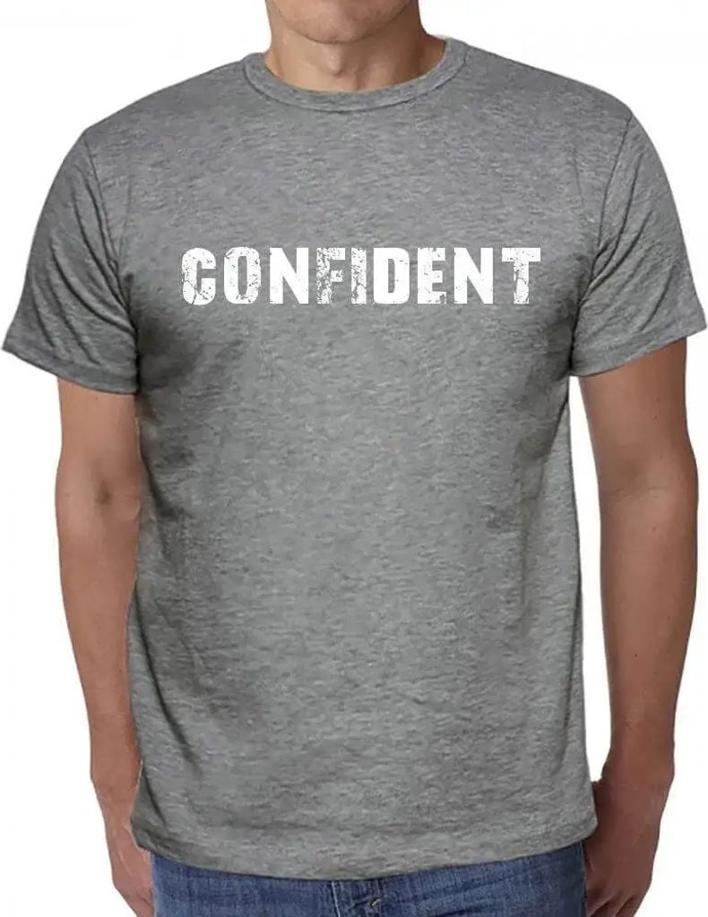 Herren Grafik T-Shirt Zuversichtlich – Confident – Öko-Verantwortlich Vintage Jahrgang Kurzarm Lustige Druck Geburtstag Geschenk Mann