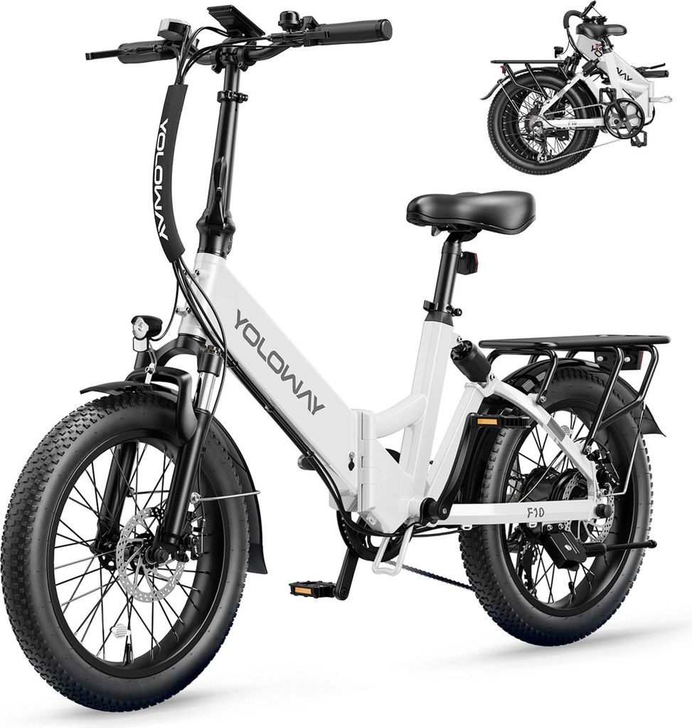 E-Bike Yoloway F10 Motor 250W Akku 36V12.5Ah Reifen 20*3.0 Scheibenbremsen - Wei?