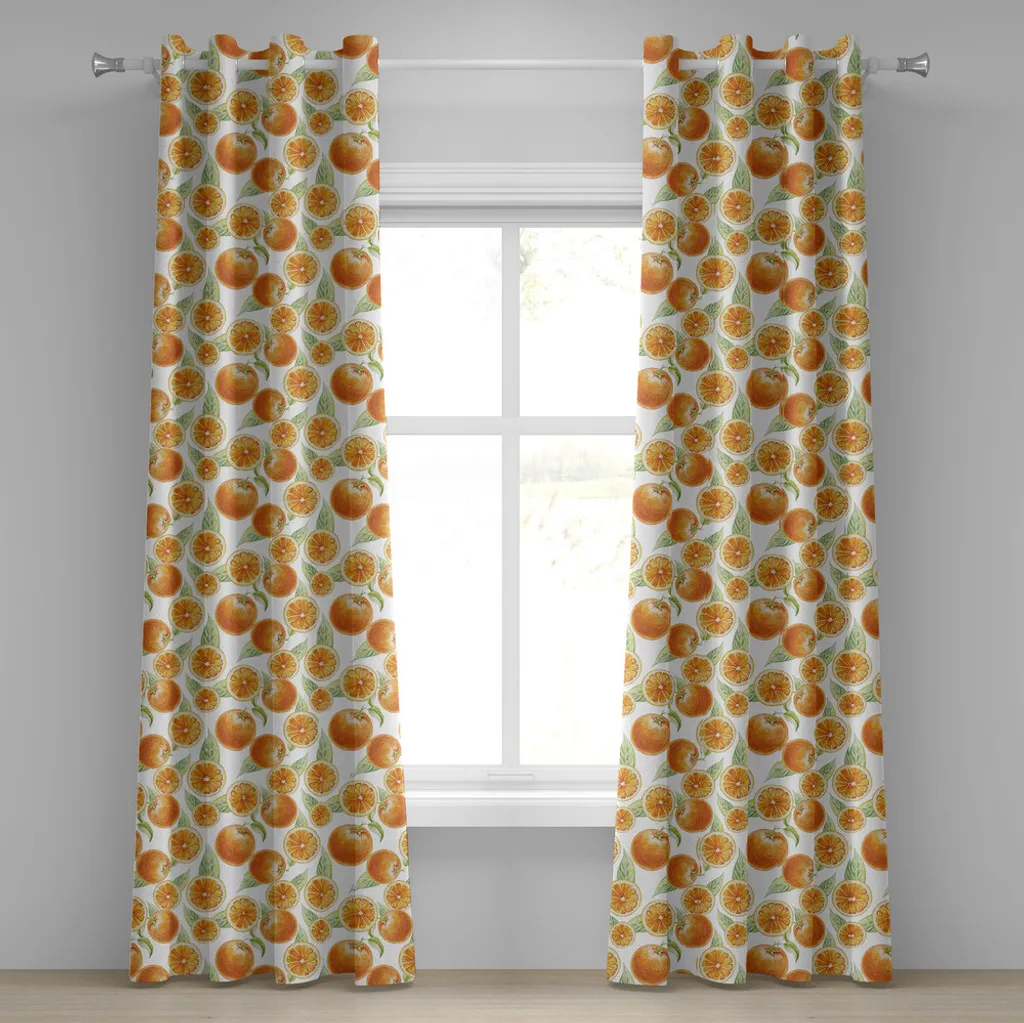 Rideau imprimé agrumes 280x175 cm en tissu sain et couleurs vives