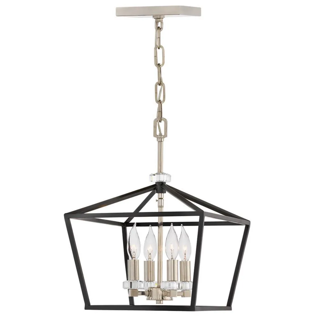Luminaire Suspension Stinson 43cm : Éclairage Puissant Noir et Nickel E14