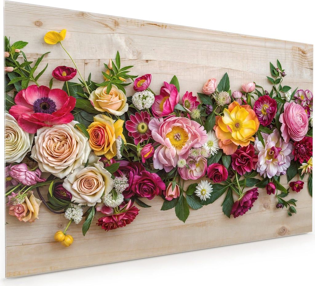 Küchenrückwand Spritzschutz Glas mit Motiv Blumenbouquet 40 x 40 cm