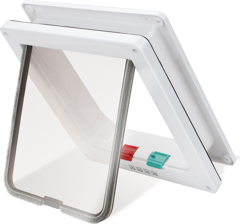 Bettizia Katzenklappe Hundeklappe Hundetür Katzentür Haustierklappe Haustiertür ABS-Kunststoff Plastikkatzentür Mehrfachverriegelung Weiß M 20...