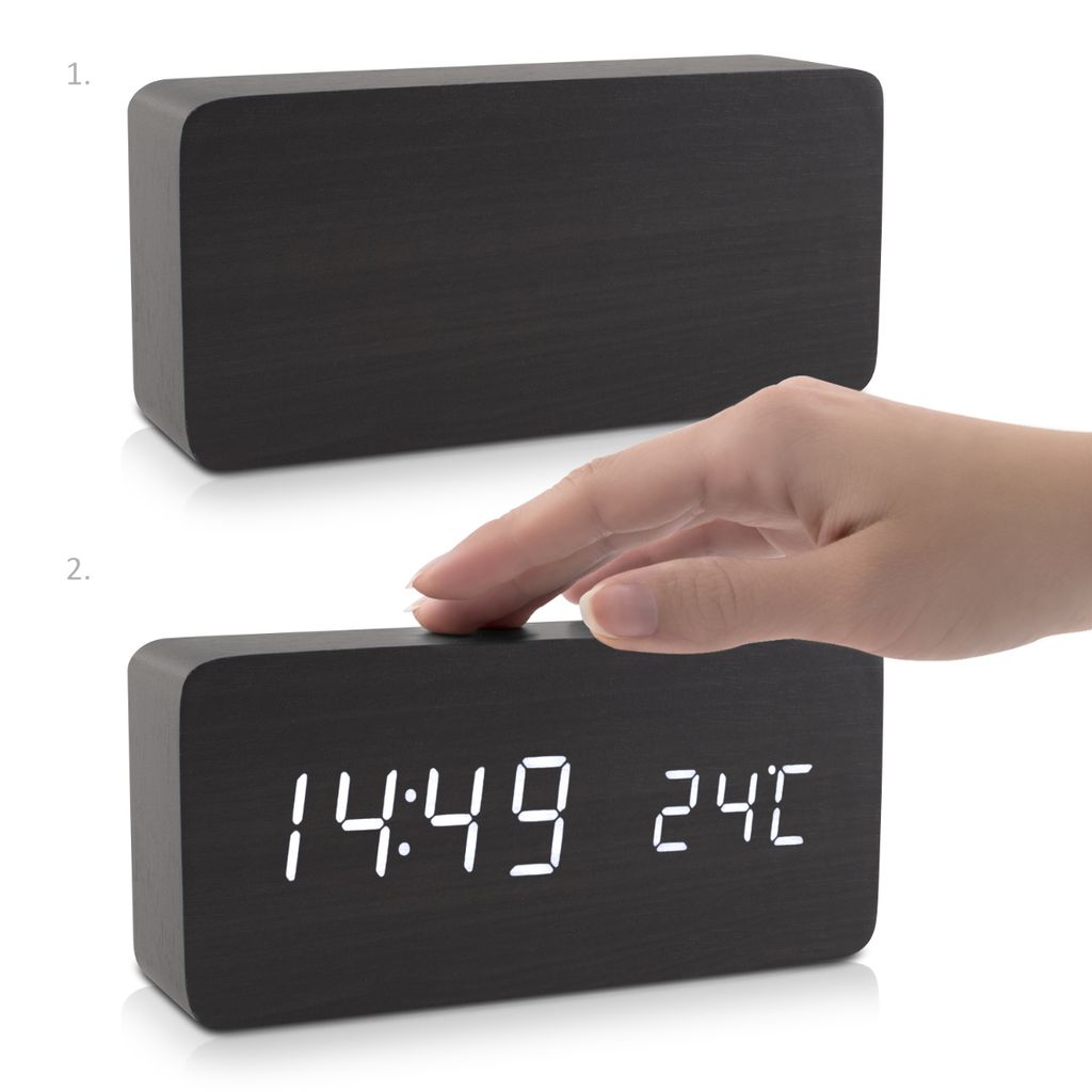 kwmobile Wecker Uhr in Holzoptik digital - Digitalwecker Produktbild 4