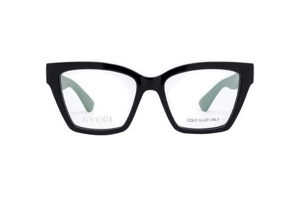 Lunettes de vue Gucci GG1715O 004 monture noire et branches bleu aqua
