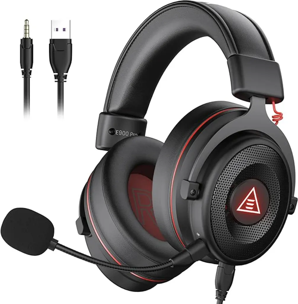 Casque de jeu pour e-sport avec son surround 7.1 et micro clair noir