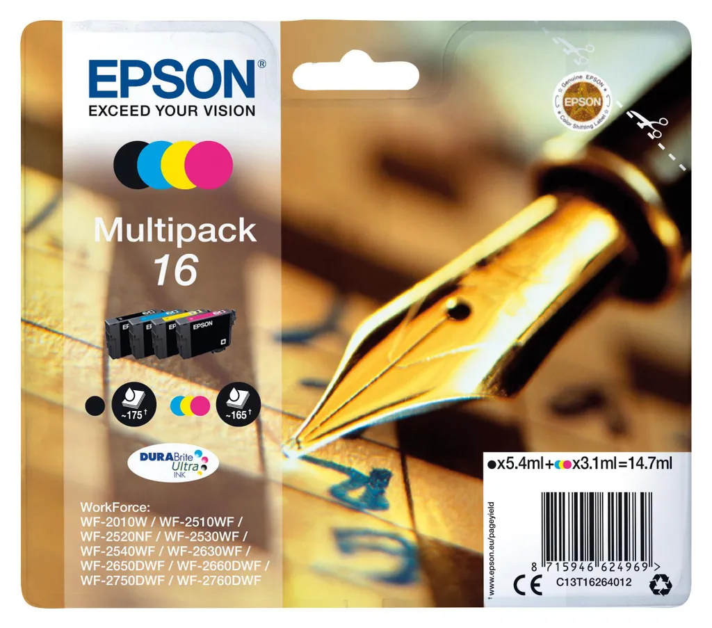 Kit Epson 16 T1626 Anti-Bouchage pour Impressions Fluides 4 Couleurs